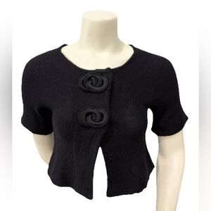 Anthropologie MOTH Black Alpaca Wool Cropped Cardigan XS Textured Knit